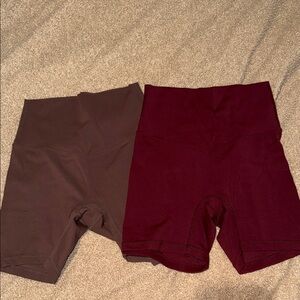 Women's High-Waisted Shorts - Brown and Burgundy